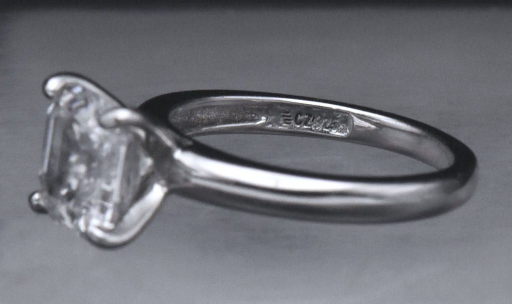 Sterling Silver Asscher Cut Cubic Zirconia Solitaire Ring - Size 6.25