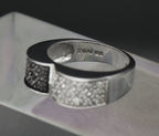 Vintage Sterling Black and Colorless Cubic ZIrconia Ring - Size 8.75