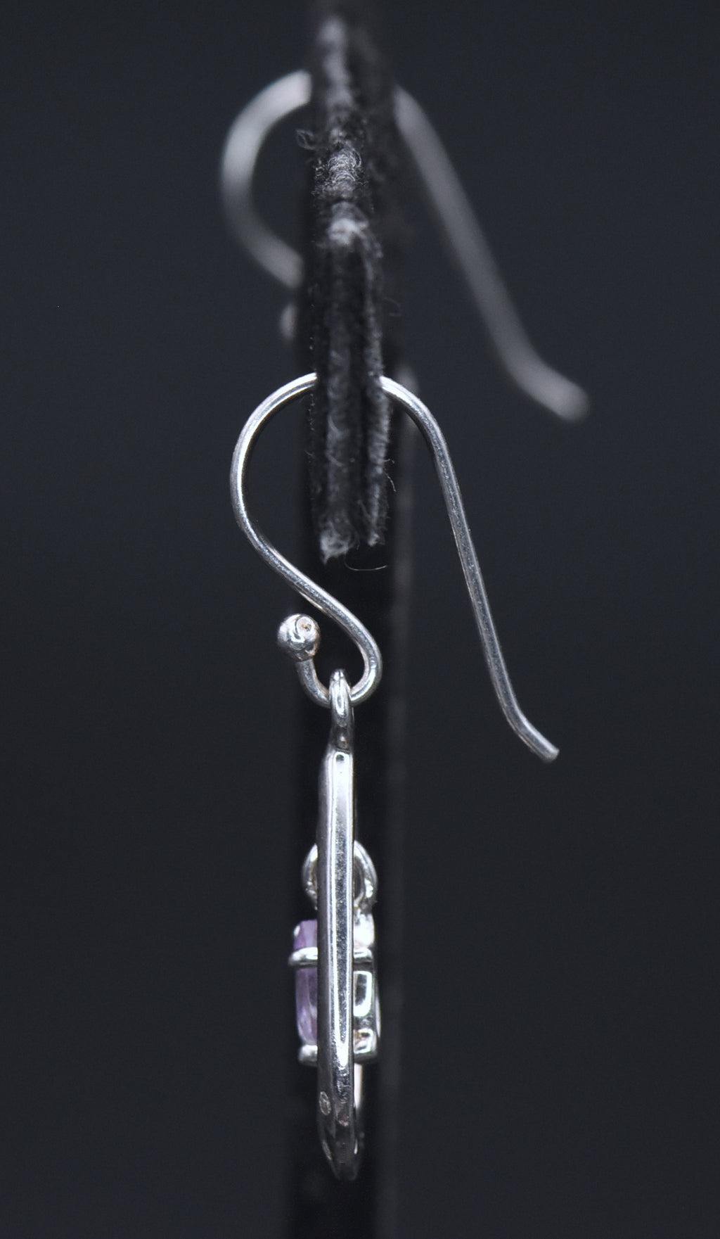 Vintage Amethyst and Diamonds Sterling Silver Earrings AS IS