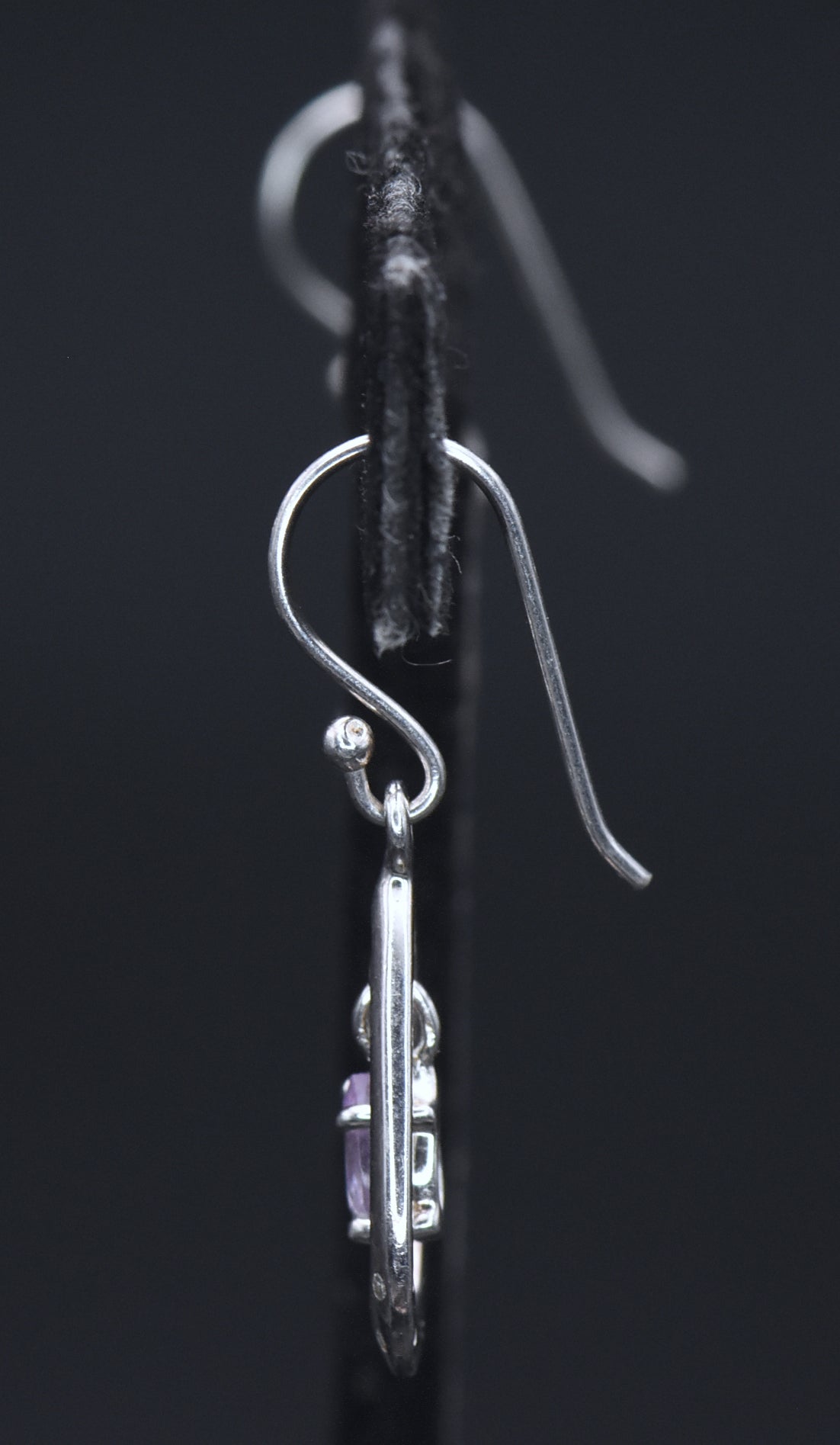 Vintage Amethyst and Diamonds Sterling Silver Earrings AS IS