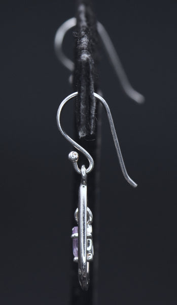 Vintage Amethyst and Diamonds Sterling Silver Earrings AS IS