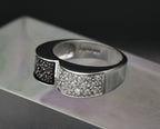Vintage Sterling Black and Colorless Cubic ZIrconia Ring - Size 8.75