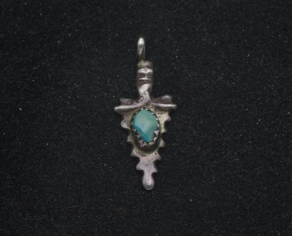 Vintage Silver and Turquoise Arrowhead Pendant