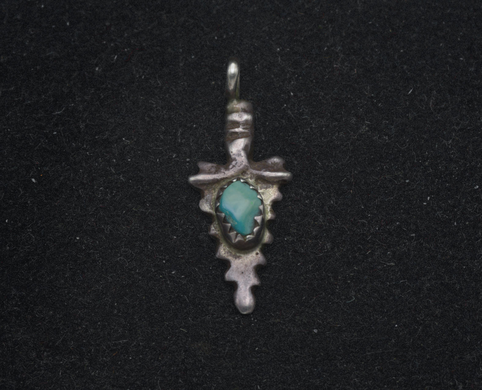 Vintage Silver and Turquoise Arrowhead Pendant