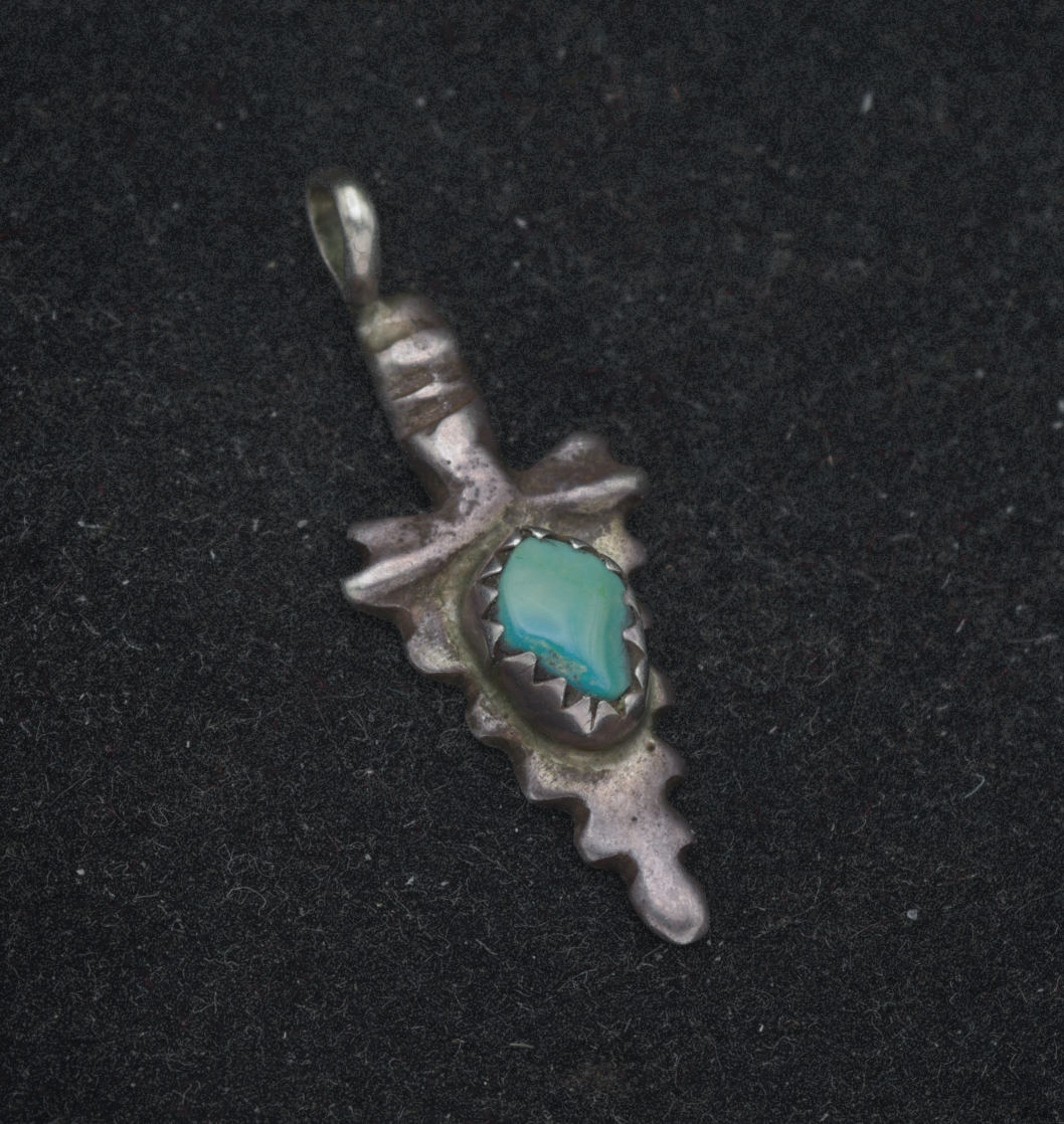 Vintage Silver and Turquoise Arrowhead Pendant
