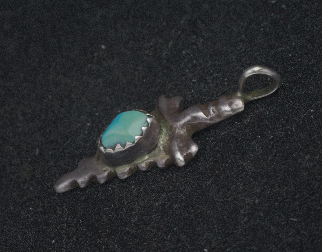 Vintage Silver and Turquoise Arrowhead Pendant