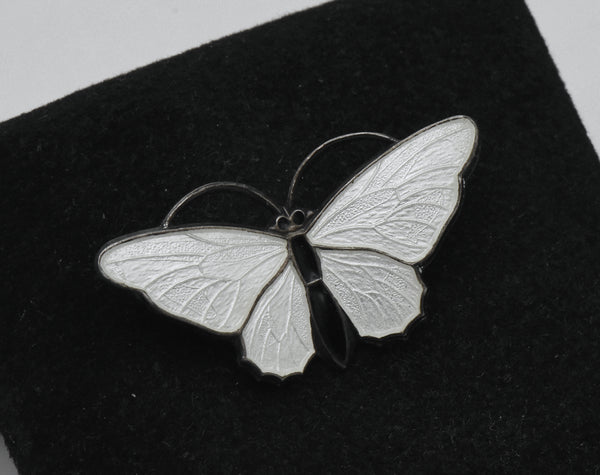 Aksel Holmsen - Vintage Norwegian Sterling Silver and Enamel Butterfly Brooch