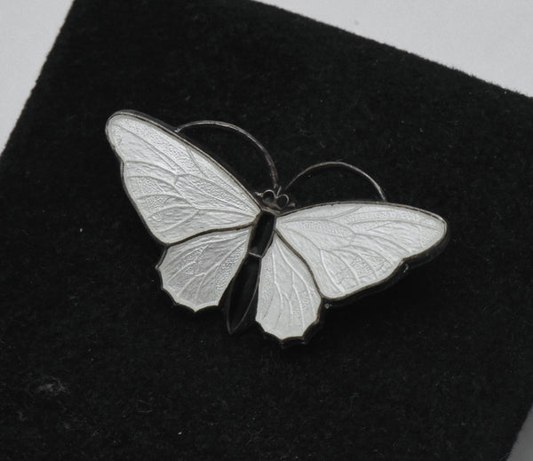 Aksel Holmsen - Vintage Norwegian Sterling Silver and Enamel Butterfly Brooch
