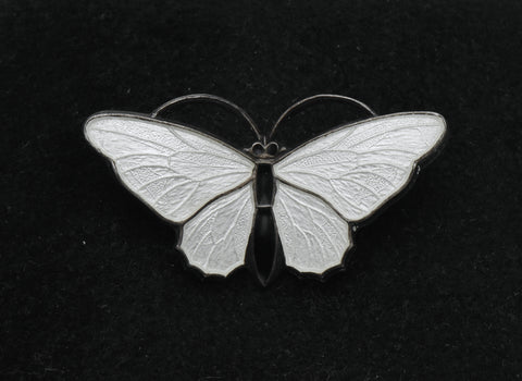 Aksel Holmsen - Vintage Norwegian Sterling Silver and Enamel Butterfly Brooch