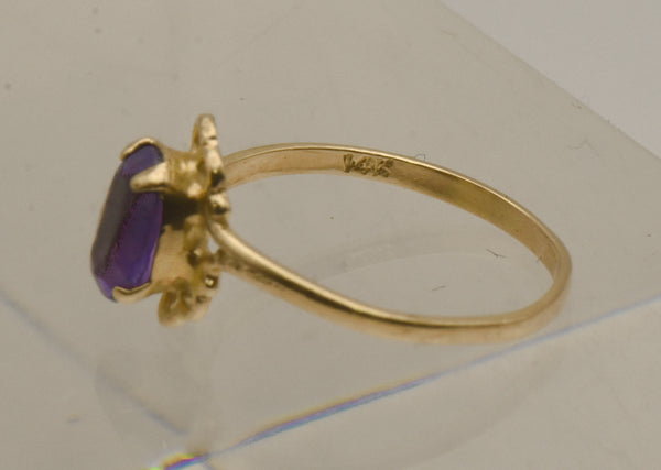 Vintage 14K Gold Synthetic Color Change Sapphire Child's Ring - Size 2.25