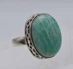 Vintage Handmade Amazonite Sterling Silver Ring - Size 5.5