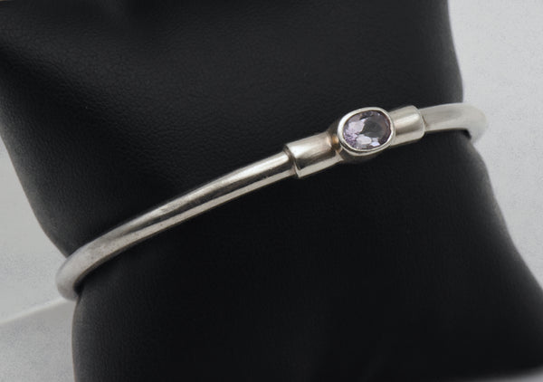 Vintage Sterling Silver Amethyst Bangle Bracelet