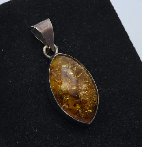 Vintage Handmade Amber Sterling Silver Pendant