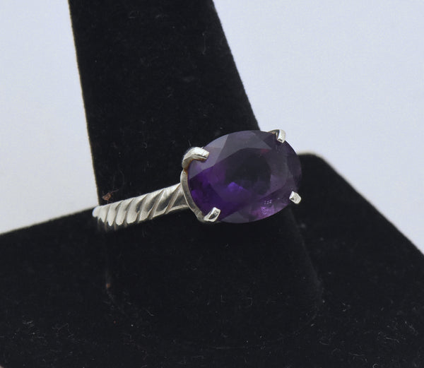 Vintage Amethyst Sterling Silver Ring - Size 10