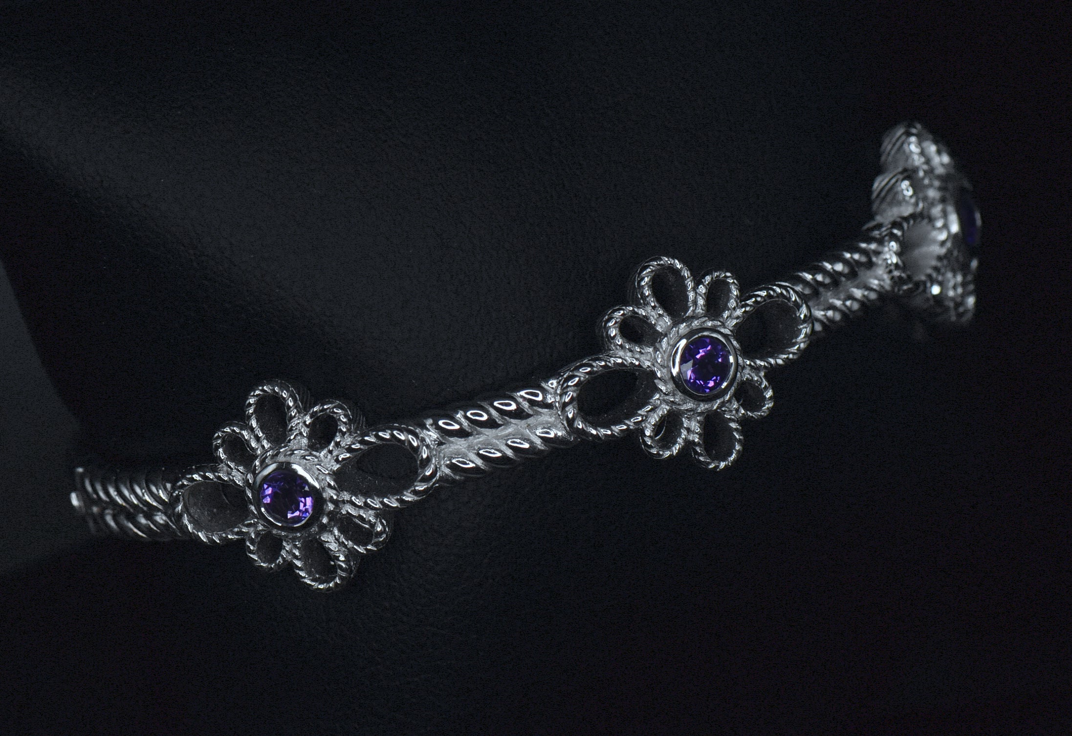Judith Ripka - Amethyst Sterling Silver Hinged Bracelet