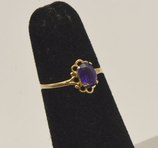 Vintage 14K Gold Synthetic Color Change Sapphire Child's Ring - Size 2.25