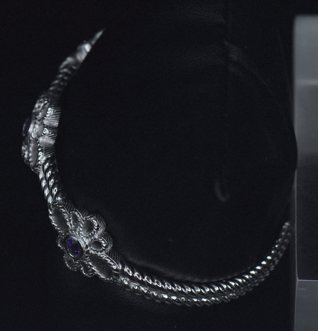 Judith Ripka - Amethyst Sterling Silver Hinged Bracelet