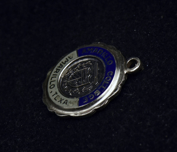 Vintage Amarillo College Sterling Silver and Enamel Charm