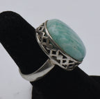 Vintage Handmade Amazonite Sterling Silver Ring - Size 5.5