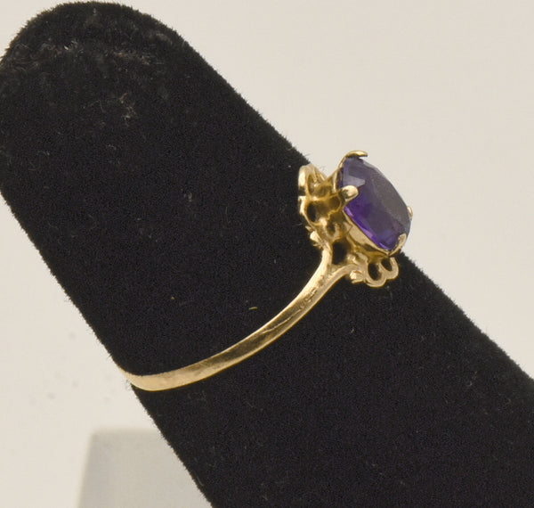 Vintage 14K Gold Synthetic Color Change Sapphire Child's Ring - Size 2.25