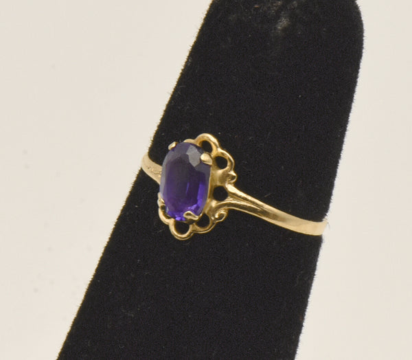 Vintage 14K Gold Synthetic Color Change Sapphire Child's Ring - Size 2.25