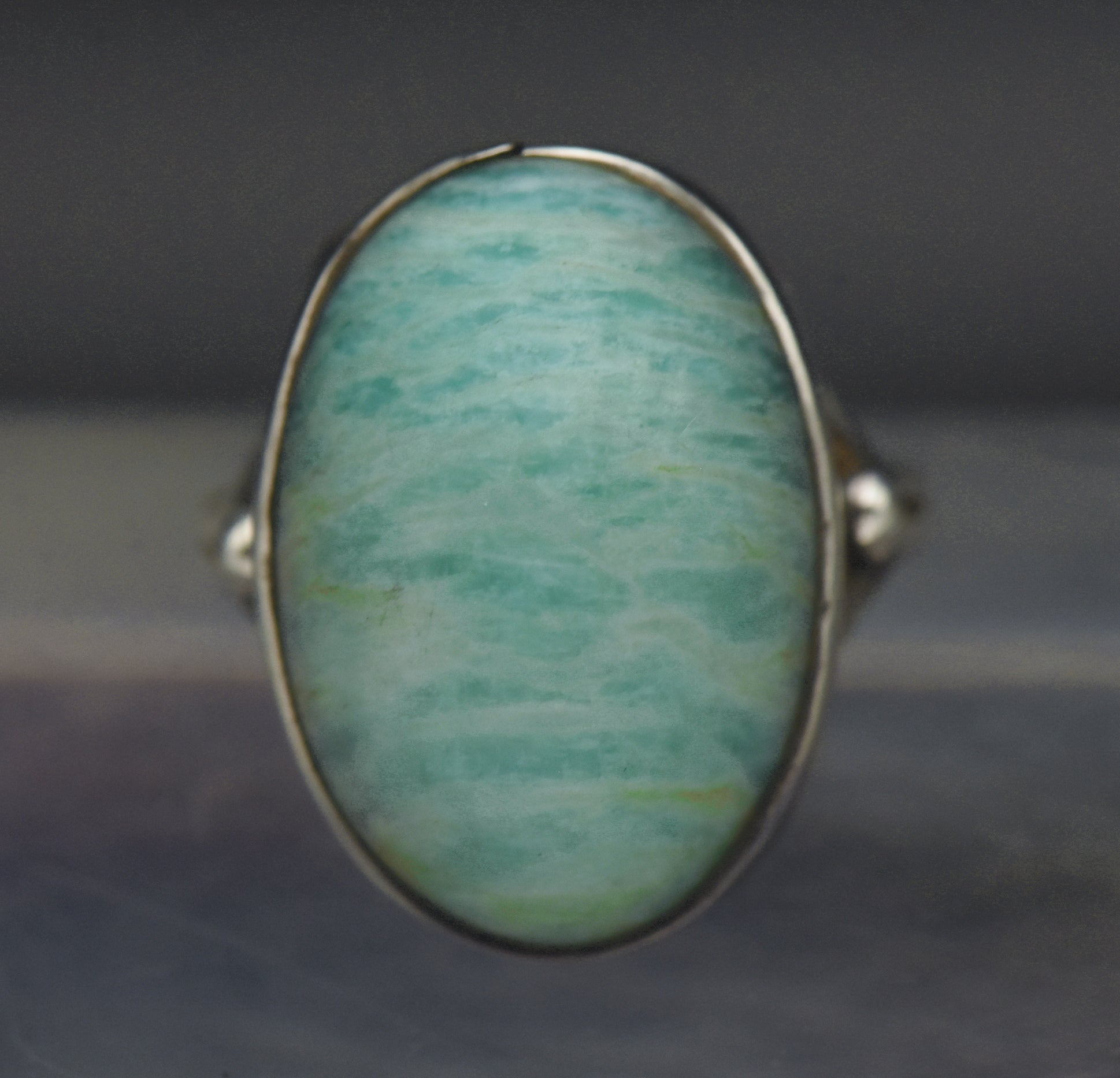 Vintage Handmade Amazonite and Silver Ring - Size 7.25