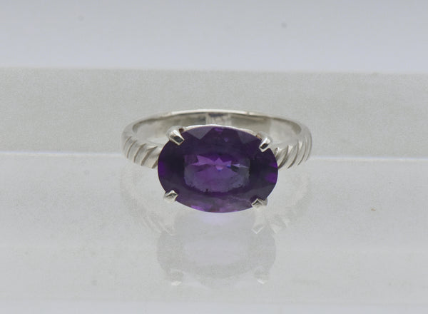 Vintage Amethyst Sterling Silver Ring - Size 10