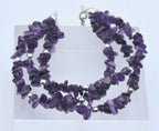 Triple Strand Amethyst Chip and Sterling Silver Bracelet