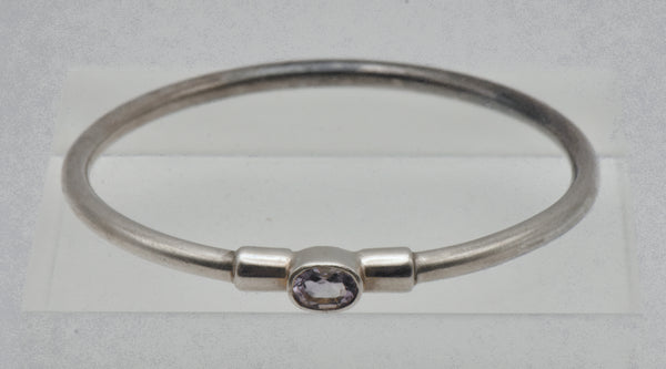 Vintage Sterling Silver Amethyst Bangle Bracelet