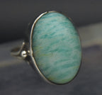 Vintage Handmade Amazonite and Silver Ring - Size 7.25