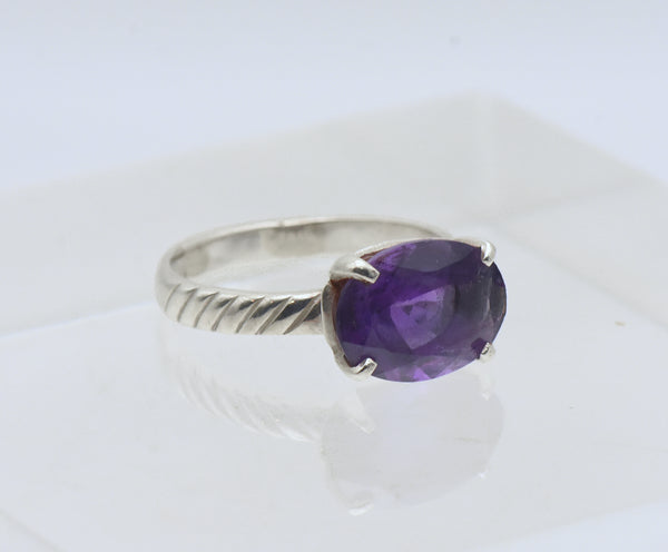 Vintage Amethyst Sterling Silver Ring - Size 10