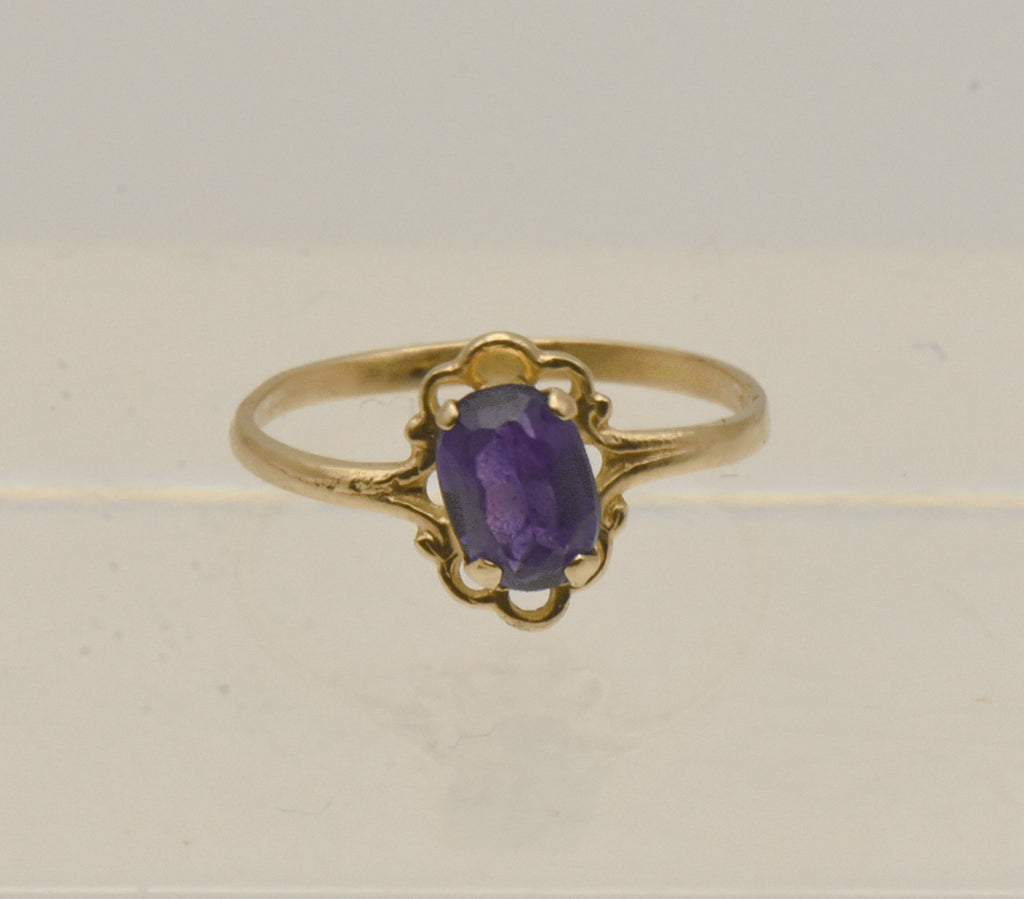 Vintage 14K Gold Synthetic Color Change Sapphire Child's Ring - Size 2.25