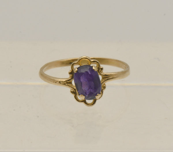 Vintage 14K Gold Synthetic Color Change Sapphire Child's Ring - Size 2.25