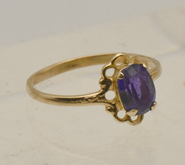 Vintage 14K Gold Synthetic Color Change Sapphire Child's Ring - Size 2.25