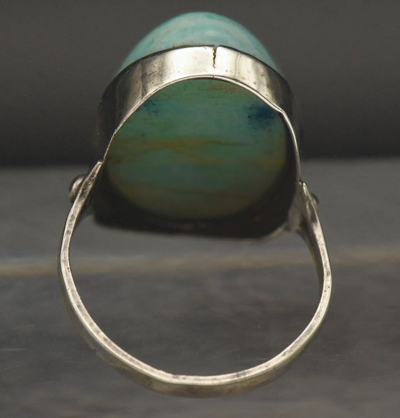 Vintage Handmade Amazonite and Silver Ring - Size 7.25