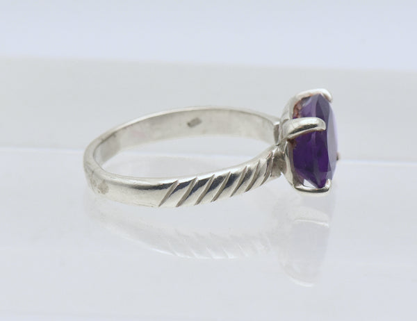 Vintage Amethyst Sterling Silver Ring - Size 10