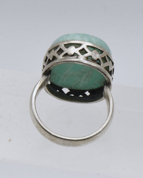 Vintage Handmade Amazonite Sterling Silver Ring - Size 5.5