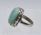Vintage Handmade Amazonite Sterling Silver Ring - Size 5.5