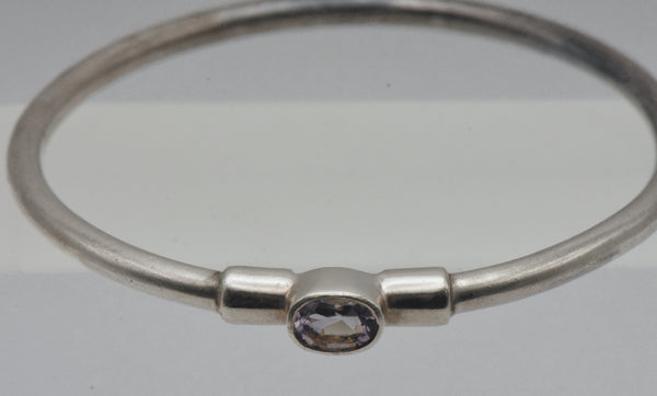 Vintage Sterling Silver Amethyst Bangle Bracelet