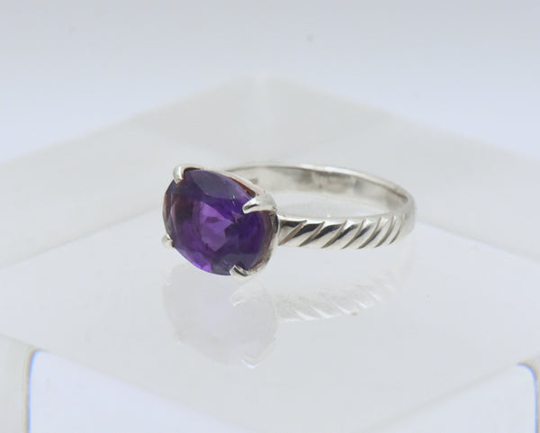 Vintage Amethyst Sterling Silver Ring - Size 10