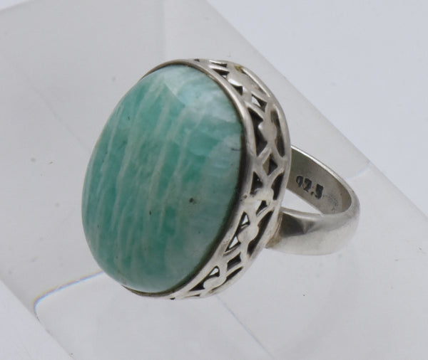 Vintage Handmade Amazonite Sterling Silver Ring - Size 5.5