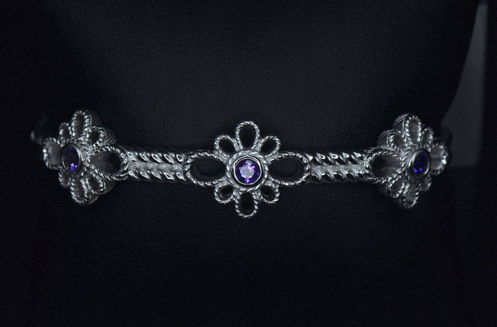 Judith Ripka - Amethyst Sterling Silver Hinged Bracelet