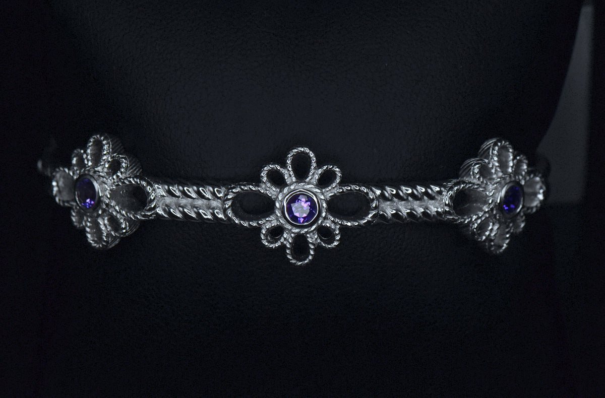 Judith Ripka - Amethyst Sterling Silver Hinged Bracelet