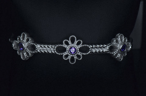 Judith Ripka - Amethyst Sterling Silver Hinged Bracelet