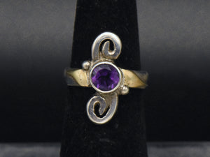 Vintage Handmade Amethyst Sterling Silver Ring - Size 4.25