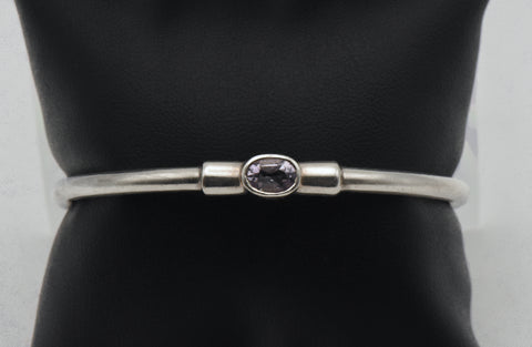 Vintage Sterling Silver Amethyst Bangle Bracelet