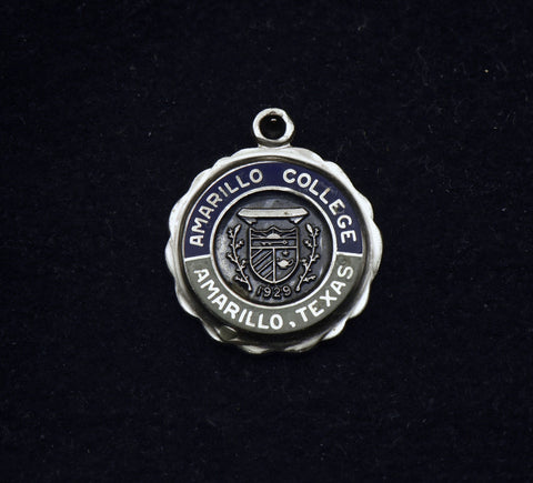 Vintage Amarillo College Sterling Silver and Enamel Charm