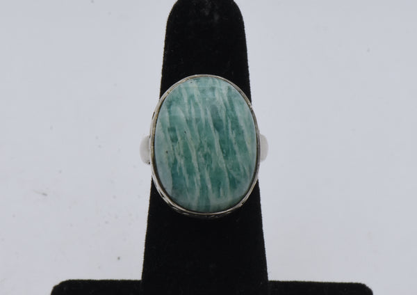 Vintage Handmade Amazonite Sterling Silver Ring - Size 5.5