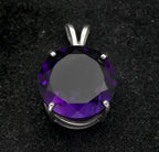 Vintage 18mm Round Cut Amethyst Sterling Silver Pendant