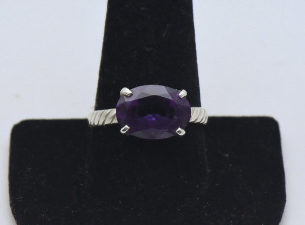 Vintage Amethyst Sterling Silver Ring - Size 10